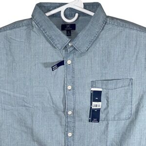George Mens 3XL Light Blue Short Sleeve Cotton Button Down Shirt GE17260882B New